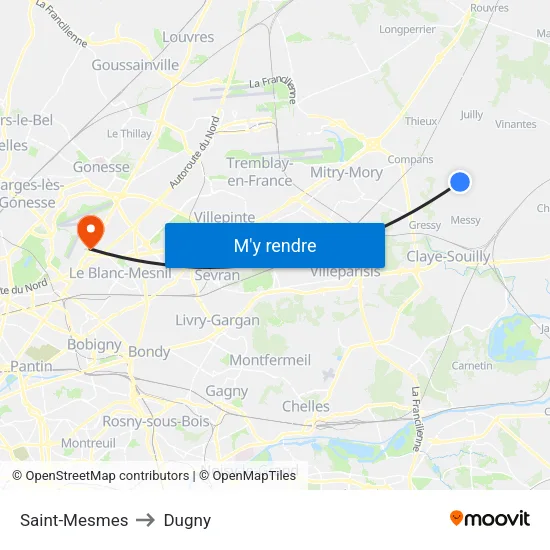 Saint-Mesmes to Dugny map
