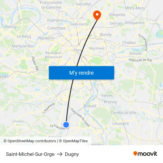 Saint-Michel-Sur-Orge to Dugny map