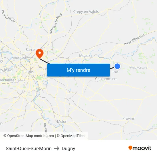 Saint-Ouen-Sur-Morin to Dugny map