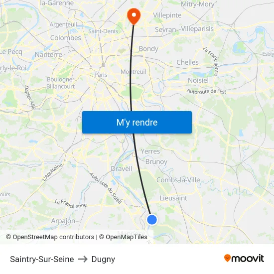 Saintry-Sur-Seine to Dugny map