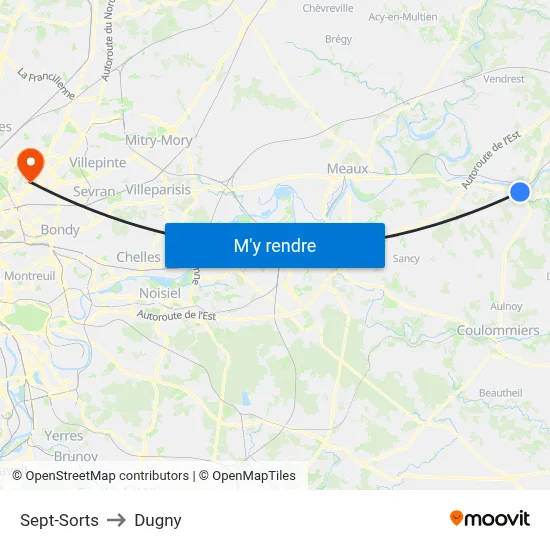 Sept-Sorts to Dugny map