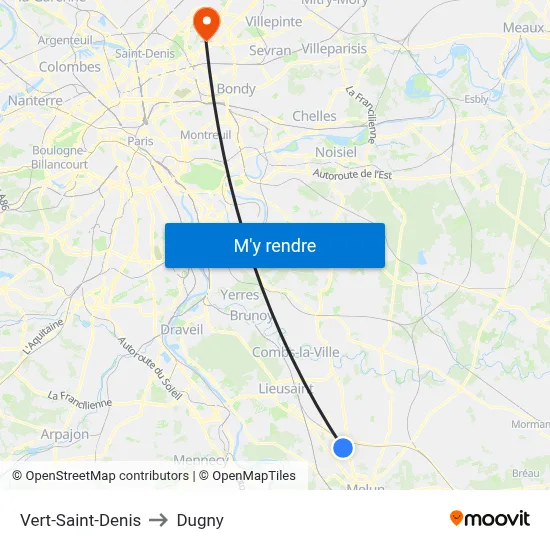 Vert-Saint-Denis to Dugny map
