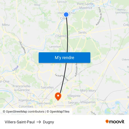 Villers-Saint-Paul to Dugny map