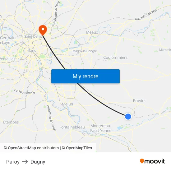 Paroy to Dugny map