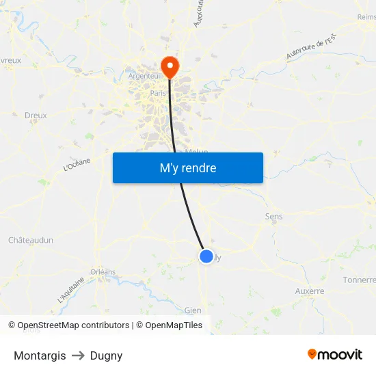 Montargis to Dugny map