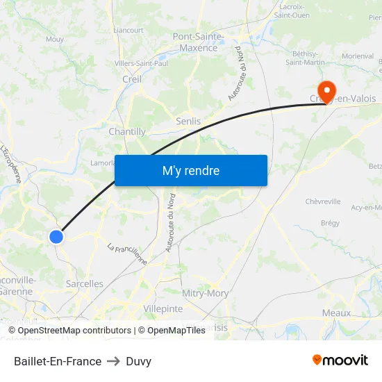 Baillet-En-France to Duvy map