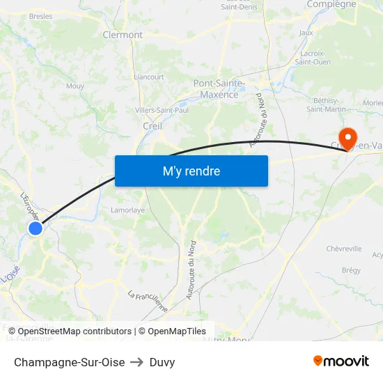 Champagne-Sur-Oise to Duvy map