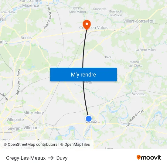 Cregy-Les-Meaux to Duvy map