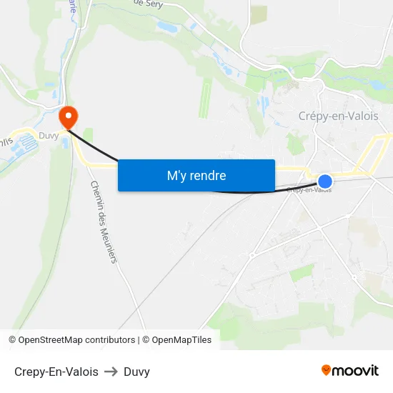 Crepy-En-Valois to Duvy map
