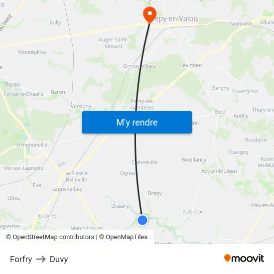 Forfry to Duvy map