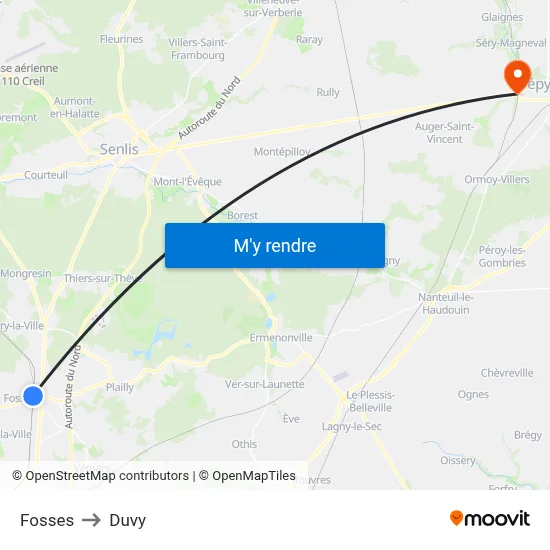 Fosses to Duvy map