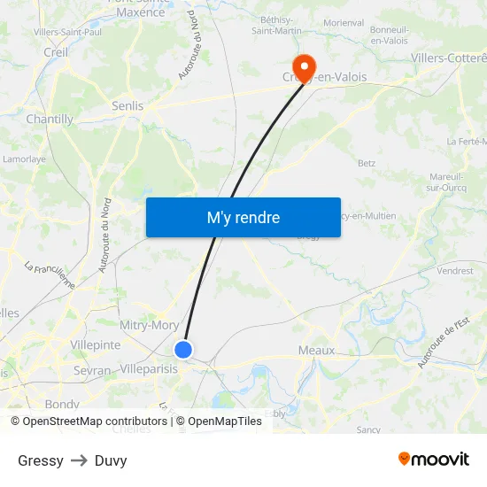 Gressy to Duvy map