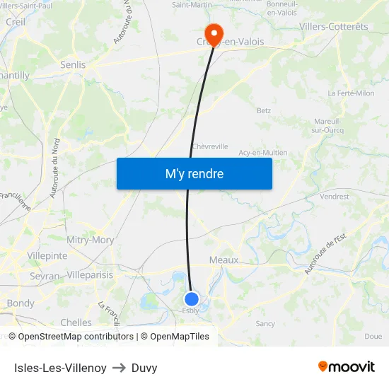 Isles-Les-Villenoy to Duvy map
