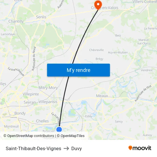 Saint-Thibault-Des-Vignes to Duvy map