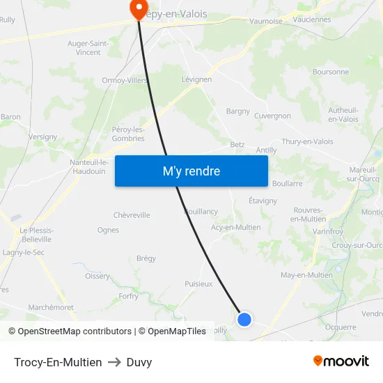 Trocy-En-Multien to Duvy map