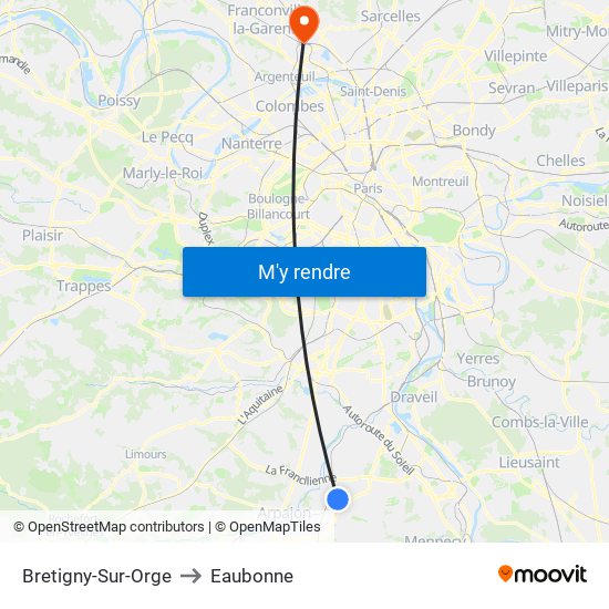 Bretigny-Sur-Orge to Eaubonne map