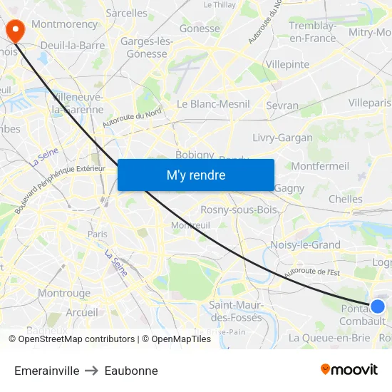 Emerainville to Eaubonne map