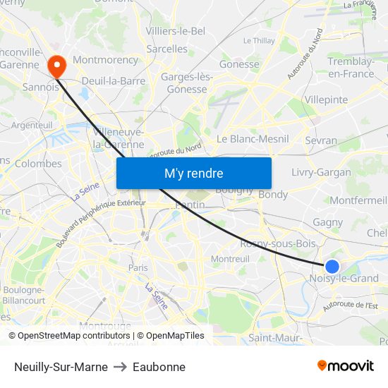 Neuilly-Sur-Marne to Eaubonne map