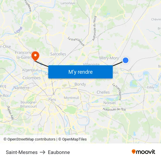 Saint-Mesmes to Eaubonne map