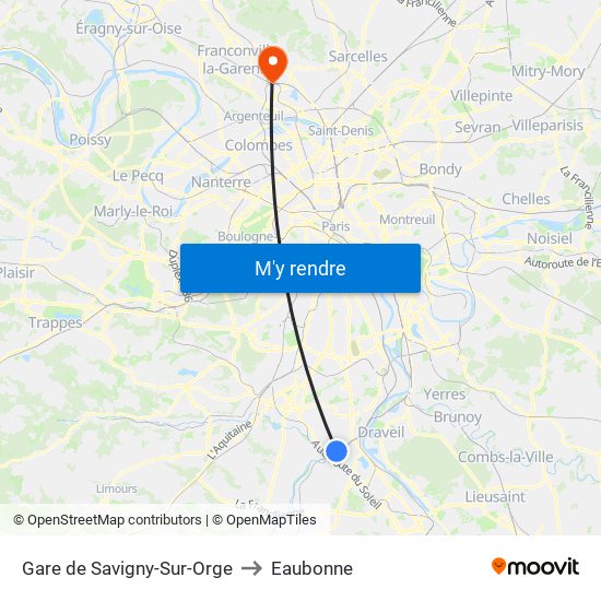 Gare de Savigny-Sur-Orge to Eaubonne map