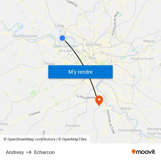 Andresy to Echarcon map