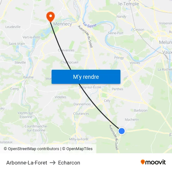Arbonne-La-Foret to Echarcon map