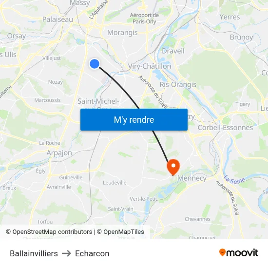 Ballainvilliers to Echarcon map