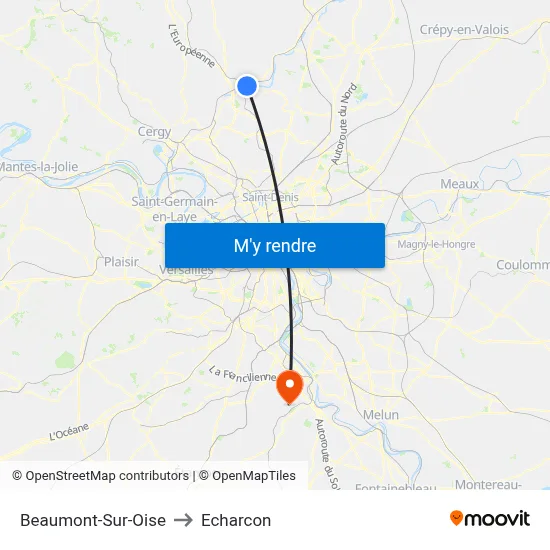 Beaumont-Sur-Oise to Echarcon map