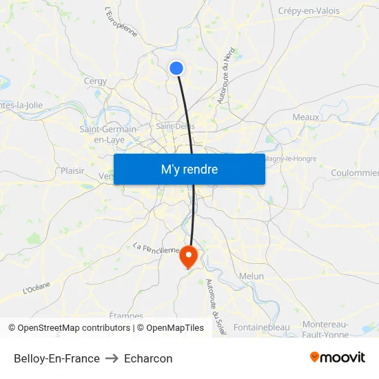 Belloy-En-France to Echarcon map
