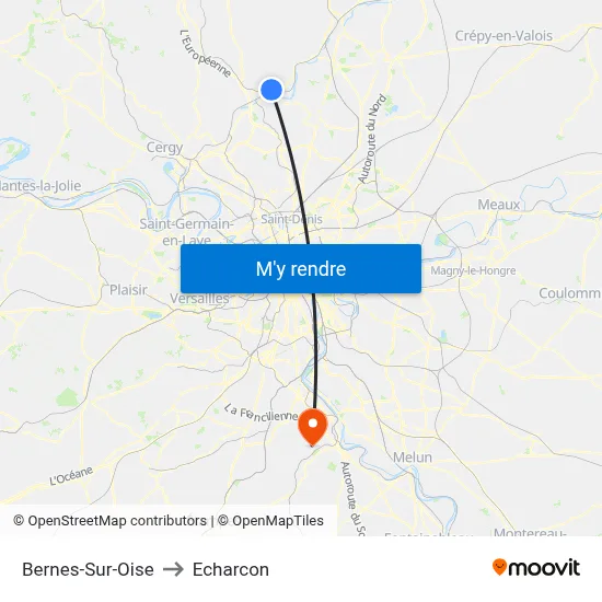 Bernes-Sur-Oise to Echarcon map