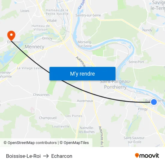 Boissise-Le-Roi to Echarcon map