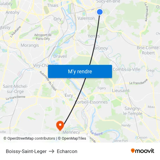 Boissy-Saint-Leger to Echarcon map
