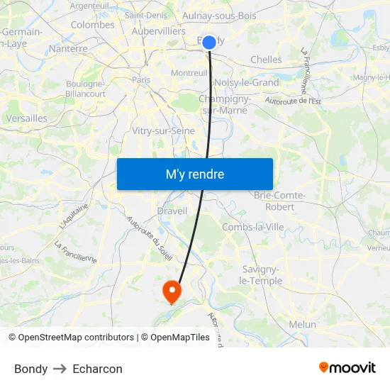 Bondy to Echarcon map