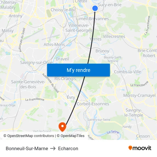 Bonneuil-Sur-Marne to Echarcon map