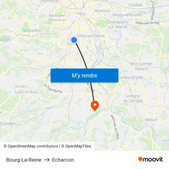 Bourg-La-Reine to Echarcon map