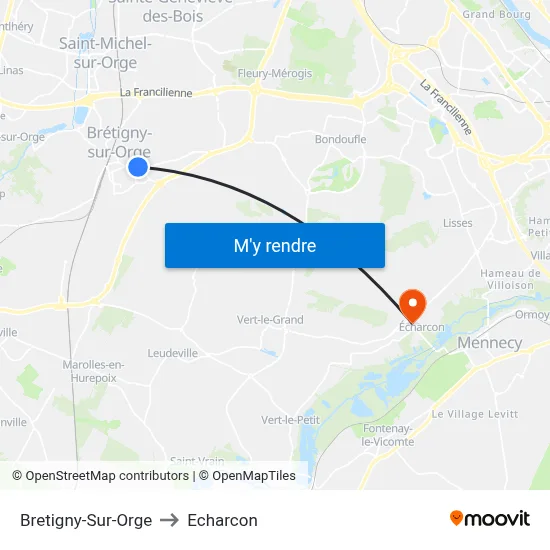 Bretigny-Sur-Orge to Echarcon map