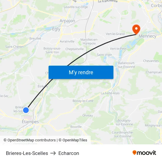 Brieres-Les-Scelles to Echarcon map