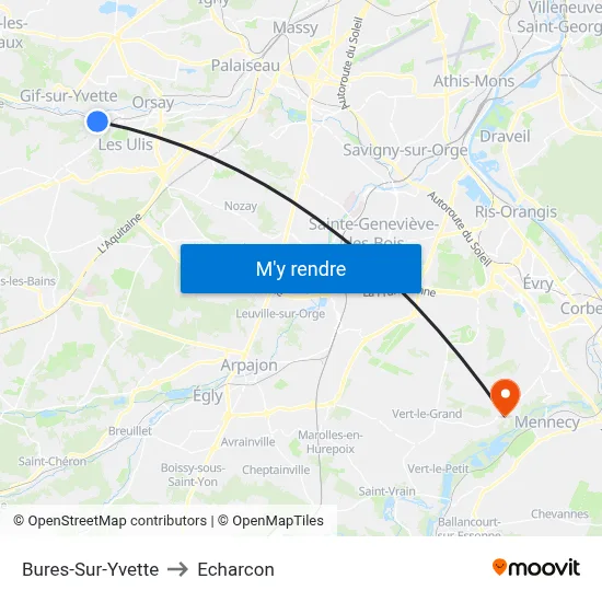 Bures-Sur-Yvette to Echarcon map