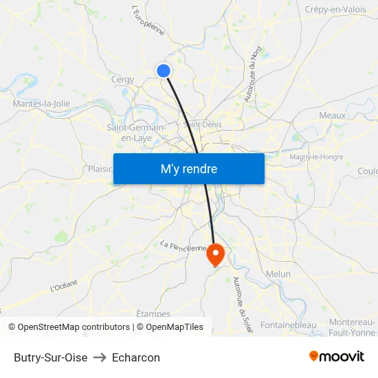 Butry-Sur-Oise to Echarcon map