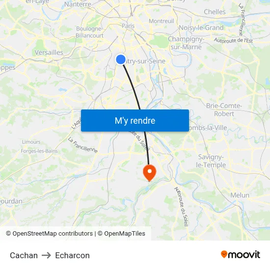 Cachan to Echarcon map