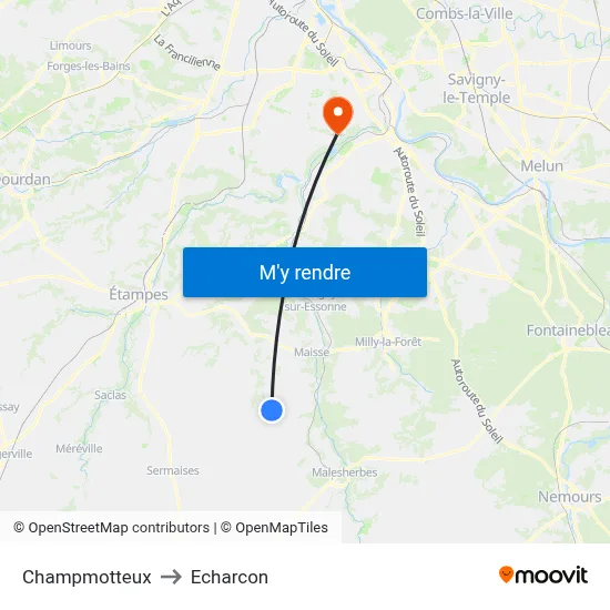 Champmotteux to Echarcon map