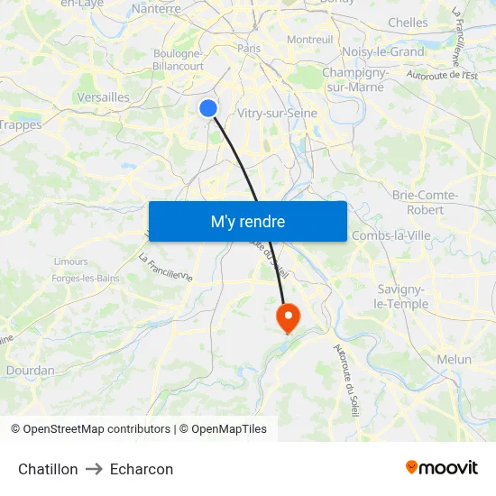 Chatillon to Echarcon map