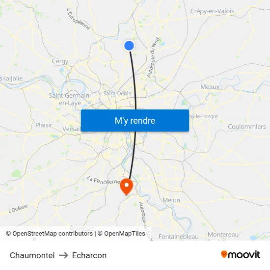 Chaumontel to Echarcon map