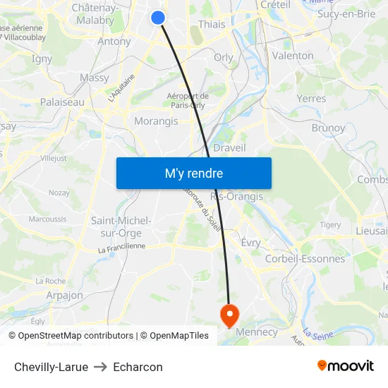 Chevilly-Larue to Echarcon map
