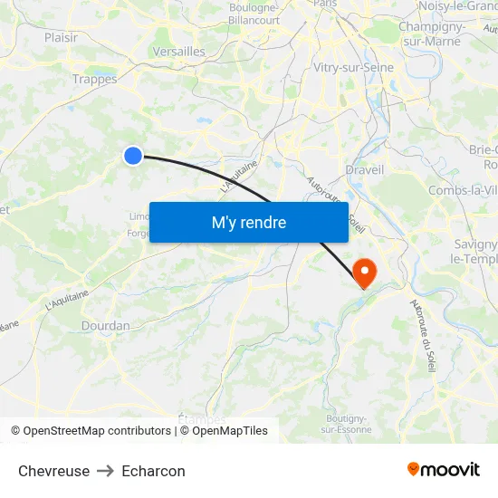Chevreuse to Echarcon map