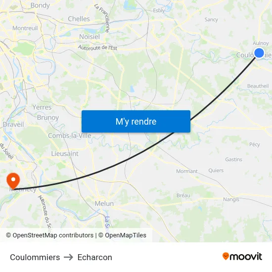 Coulommiers to Echarcon map