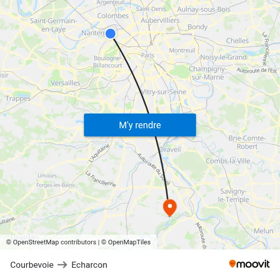 Courbevoie to Echarcon map