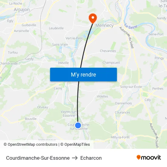 Courdimanche-Sur-Essonne to Echarcon map