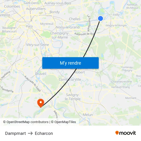 Dampmart to Echarcon map