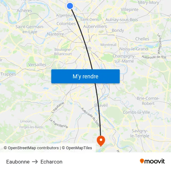 Eaubonne to Echarcon map